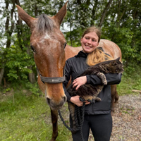 Billede af Maja med en hest og kat